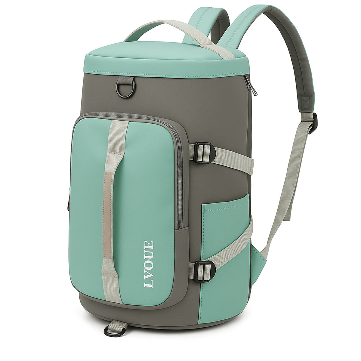 Mochila Travel Academy Sports com compartimento impermeável para sapatos, alça lateral e capacidade de 30 litros.