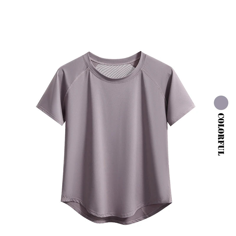 DRUR Yoga Tops Sportswear Camiseta Feminina para Academia Respirável de Secagem Rápida Manga Curta para Treino, Corrida e Yoga
