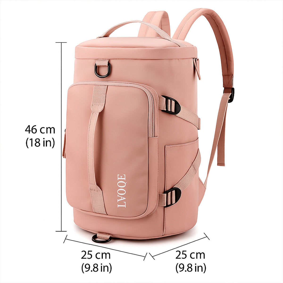 Mochila Travel Academy Sports com compartimento impermeável para sapatos, alça lateral e capacidade de 30 litros.