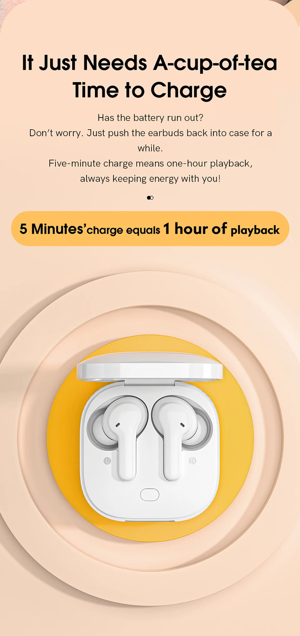 Fone de ouvido Bluetooth QCY T13 V5.1 sem fio TWS com controle por toque, 4 microfones, cancelamento de ruído eletrônico (ENC) para chamadas em HD e aplicativo de personalização.