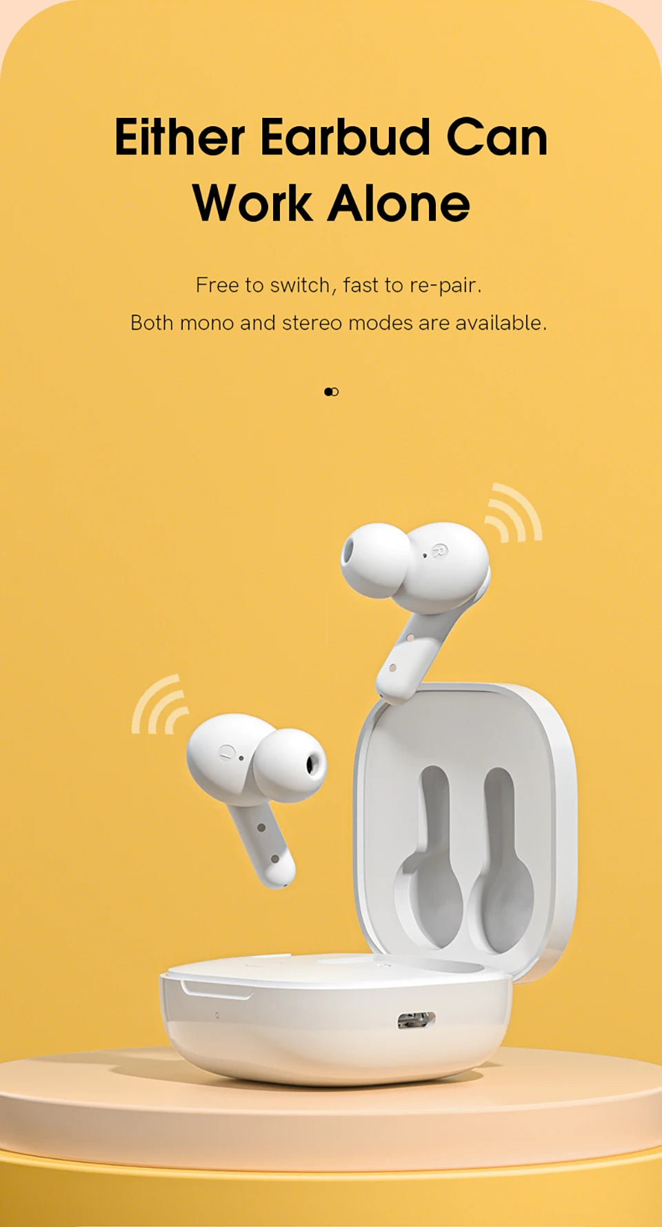 Fone de ouvido Bluetooth QCY T13 V5.1 sem fio TWS com controle por toque, 4 microfones, cancelamento de ruído eletrônico (ENC) para chamadas em HD e aplicativo de personalização.