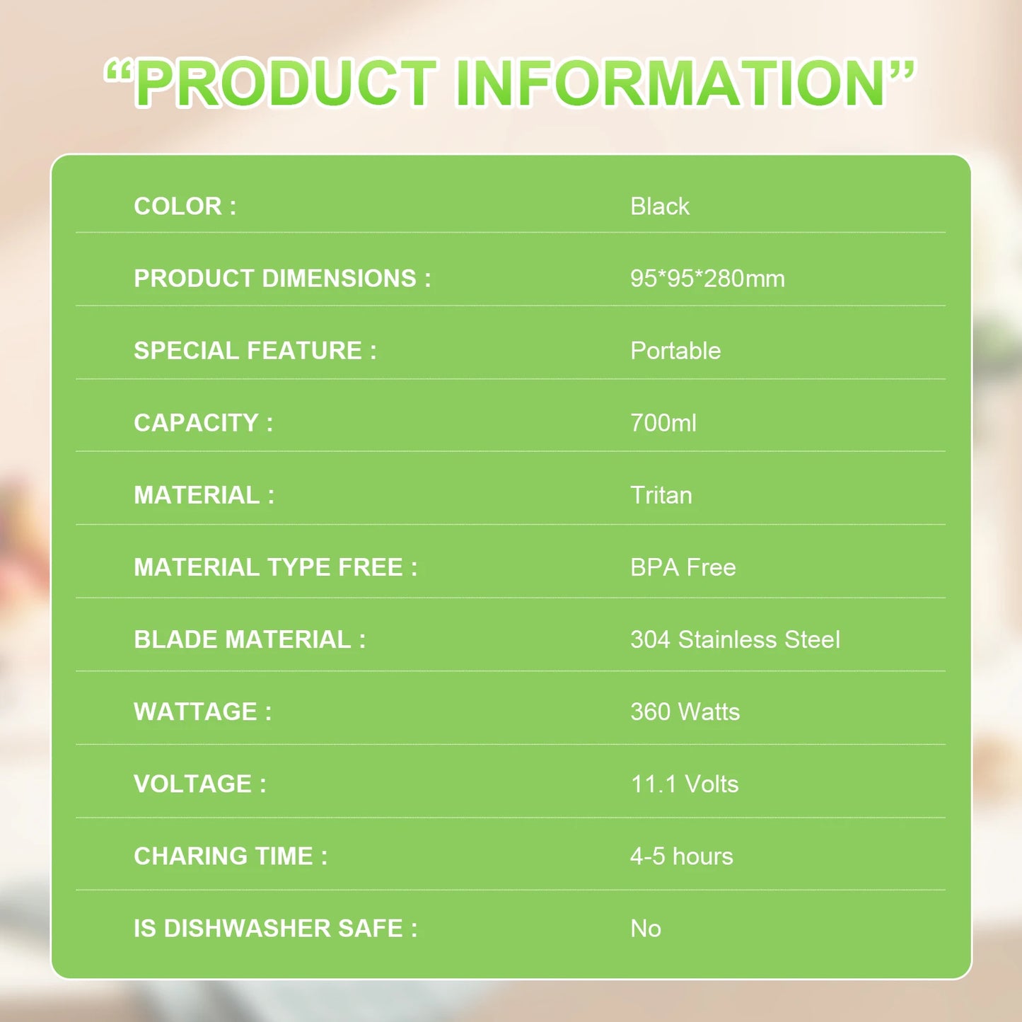 Liquidificador elétrico portátil para frutas frescas, 700ml, multifuncional, recarregável via USB, ideal para preparar smoothies e bebidas ao ar livre.