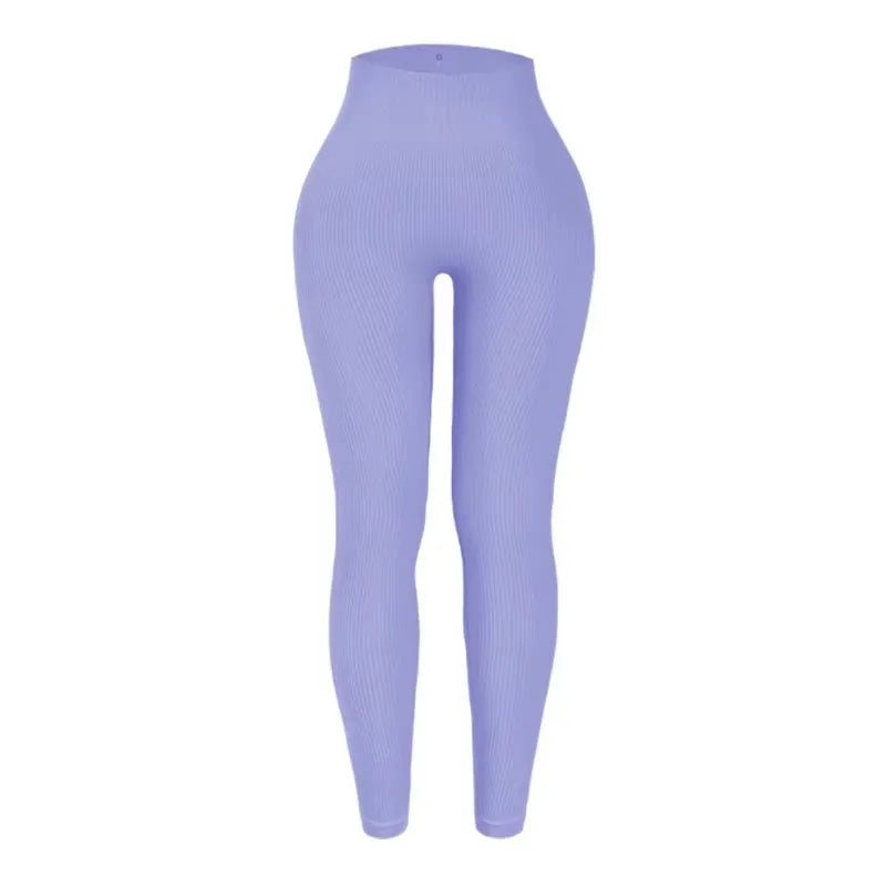Calça legging feminina de ioga sem costura, em malha tricotada, cintura alta, para esportes, que modela o quadril, ideal para corrida, treino e afinamento da silhueta.