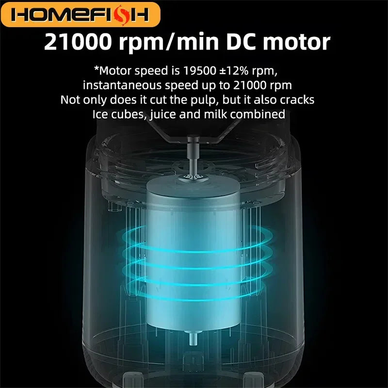 Liquidificador de suco portátil recarregável HOMEFISH, copo pequeno para suco, multifuncional para uso doméstico e externo, prepara até 2 xícaras de suco.