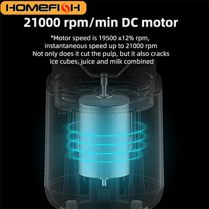 Liquidificador de suco portátil recarregável HOMEFISH, copo pequeno para suco, multifuncional para uso doméstico e externo, prepara até 2 xícaras de suco.