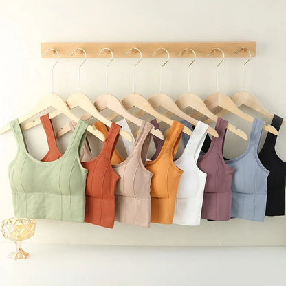 Sutiã esportivo respirável, antitranspirante, top fitness feminino sem costura, top cropped à prova de choque, sutiã esportivo push-up para academia e treino.