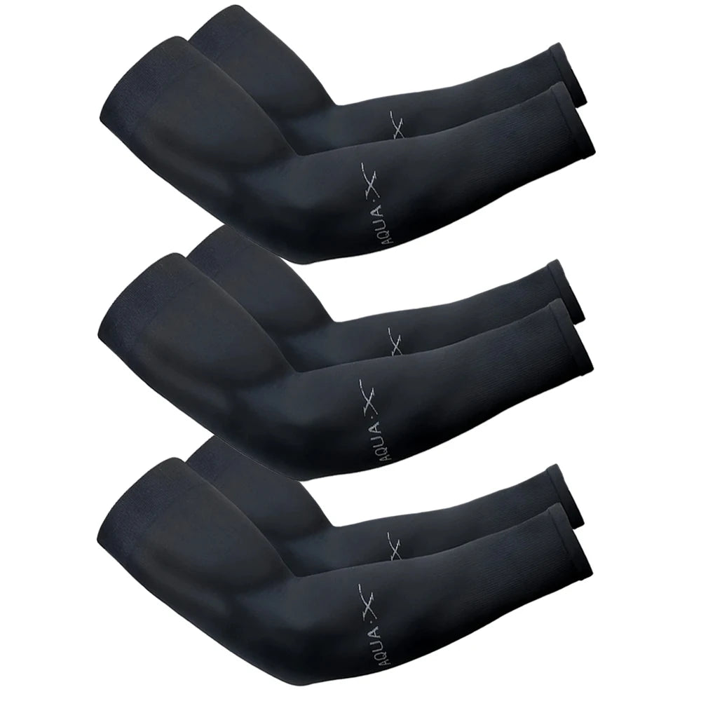 Conjunto de 3 pares de mangas de proteção solar unissex em seda gelada, ideais para o verão, perfeitas para atividades ao ar livre como andar de bicicleta, dirigir e pescar.
