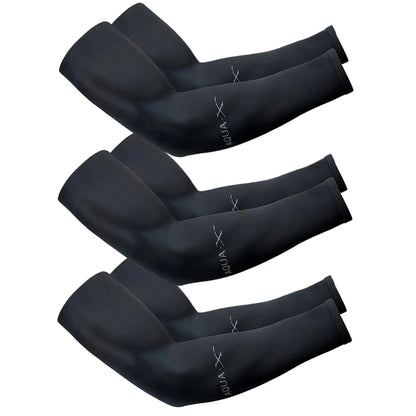 Conjunto de 3 pares de mangas de proteção solar unissex em seda gelada, ideais para o verão, perfeitas para atividades ao ar livre como andar de bicicleta, dirigir e pescar.