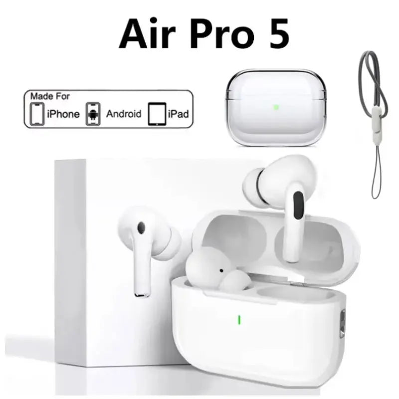 Fone de ouvido Bluetooth sem fio Air Pro5 TWS Max com estojo, cancelamento de ruído, compatível com iPhone e Android.