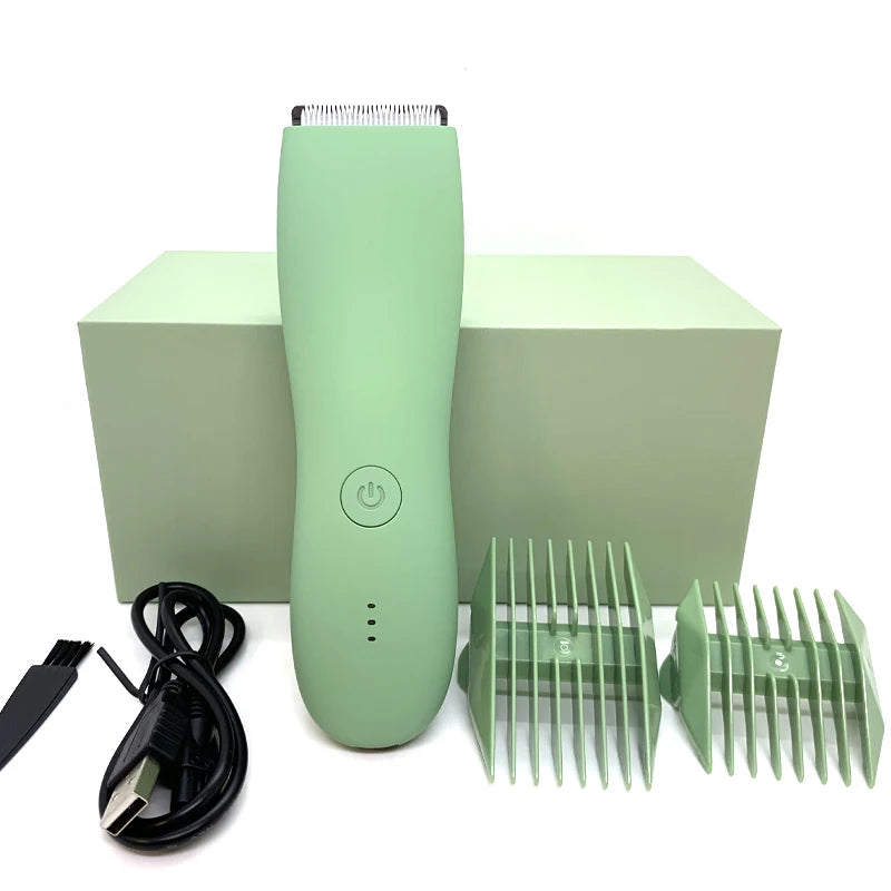 Aparador de pelos corporais masculino, aparador de pelos pubianos, lâmina de cerâmica substituível, barbeador elétrico à prova d'água.