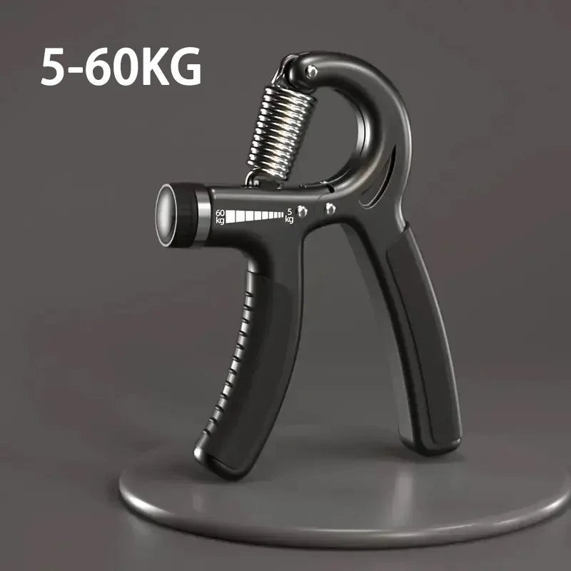 Expansor de pulso ajustável para fortalecimento de mãos, com capacidade de 5 a 60/100/150 kg, ideal para exercícios de fortalecimento muscular e recuperação da força das mãos.