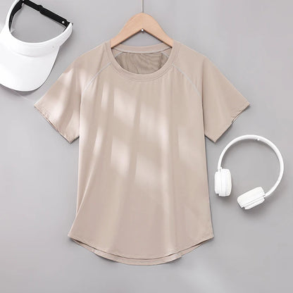 DRUR Yoga Tops Sportswear Camiseta Feminina para Academia Respirável de Secagem Rápida Manga Curta para Treino, Corrida e Yoga