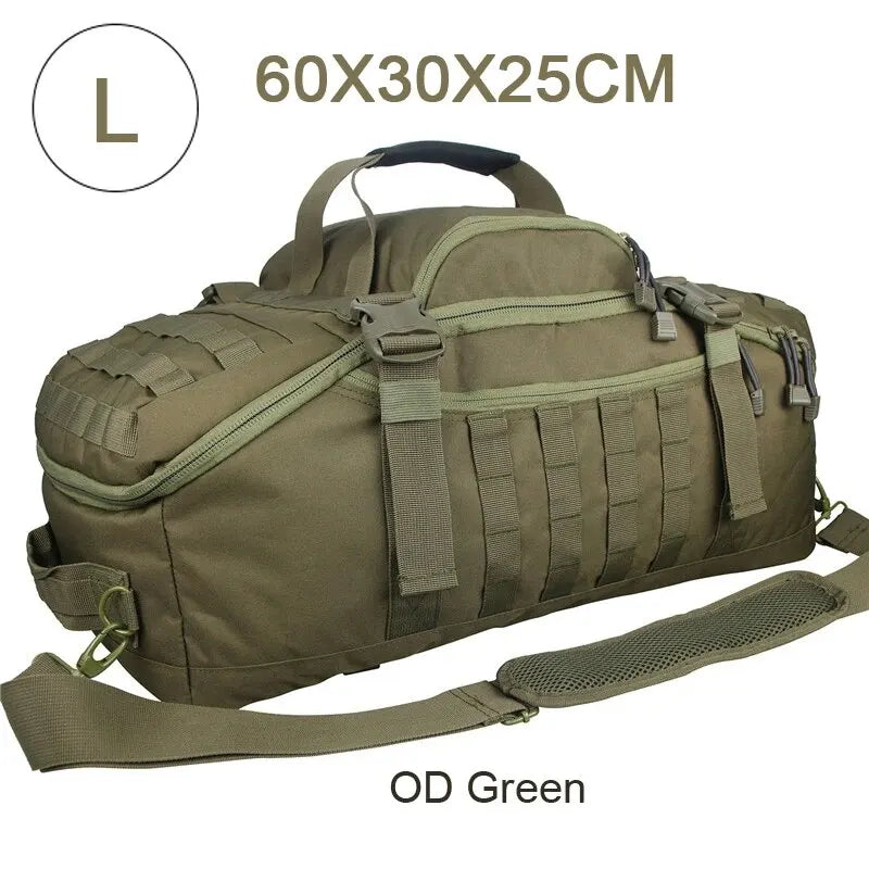 Mochilas de camping LQARMY 60L e 80L, mochila tática com sistema MOLLE para caminhadas, viagens, escaladas, esportes e academia.