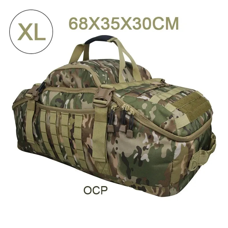 Mochilas de camping LQARMY 60L e 80L, mochila tática com sistema MOLLE para caminhadas, viagens, escaladas, esportes e academia.