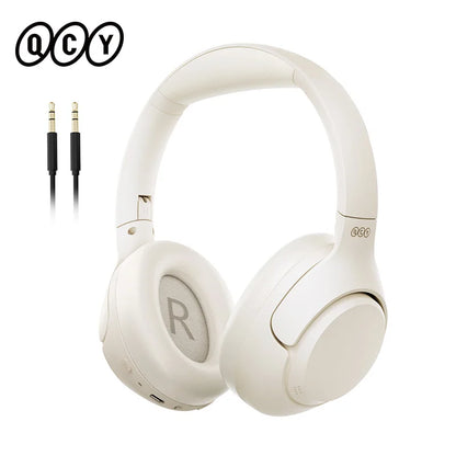 Fones de ouvido sem fio QCY H3 ANC Bluetooth 5.4 com áudio de alta resolução, cancelamento de ruído ativo híbrido de 43dB e bateria de 60h.