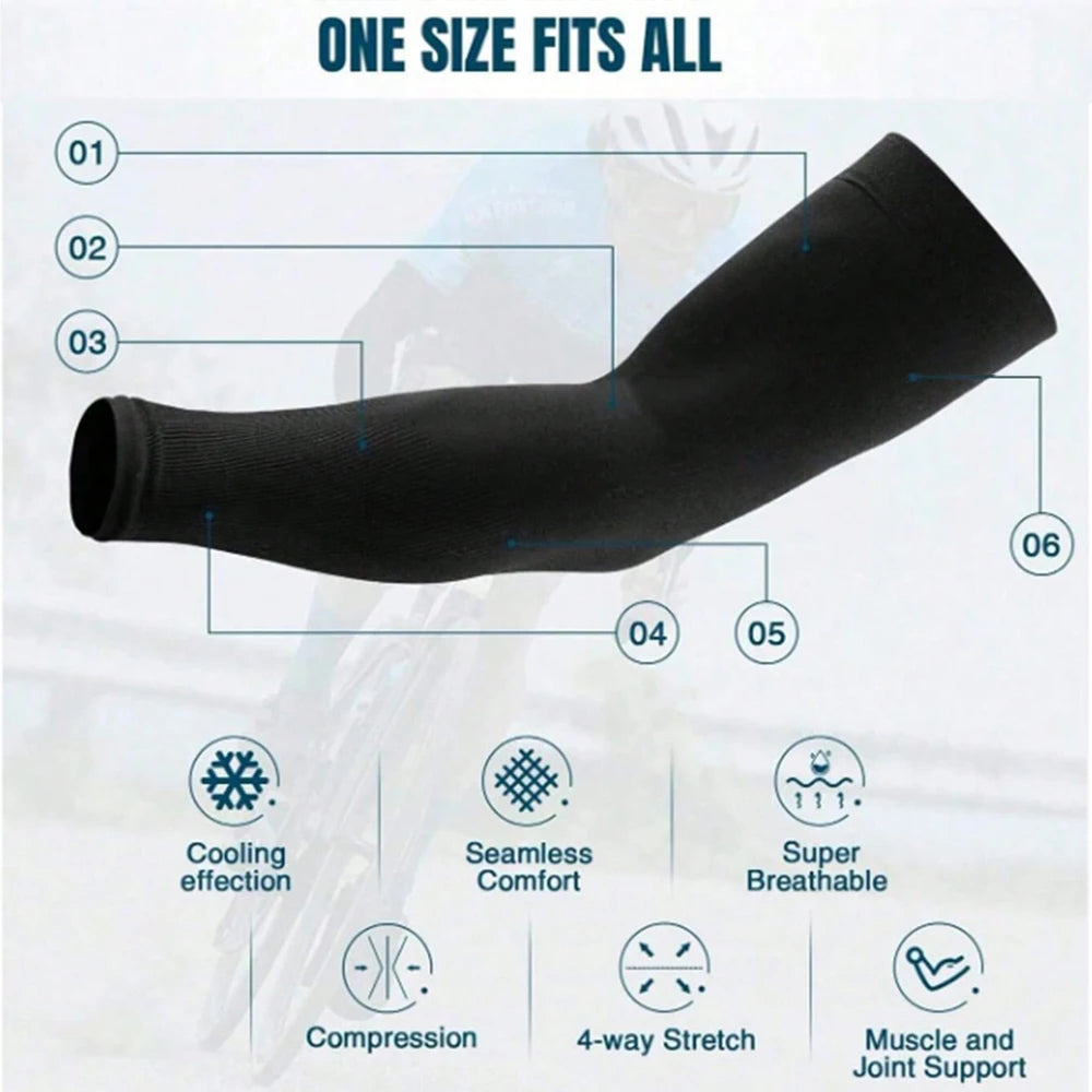 Conjunto de 3 pares de mangas de proteção solar unissex em seda gelada, ideais para o verão, perfeitas para atividades ao ar livre como andar de bicicleta, dirigir e pescar.