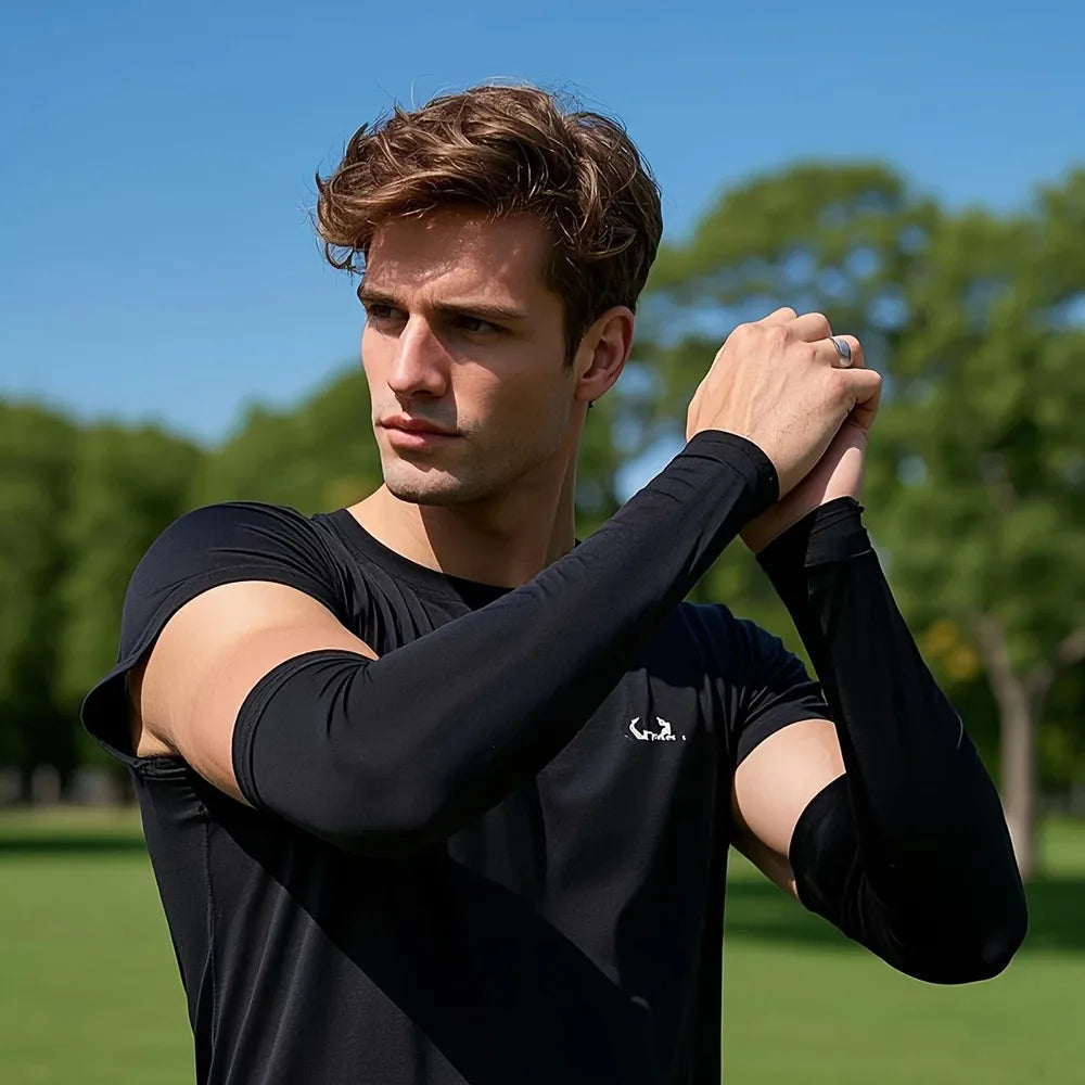 Conjunto de 3 pares de mangas de proteção solar unissex em seda gelada, ideais para o verão, perfeitas para atividades ao ar livre como andar de bicicleta, dirigir e pescar.