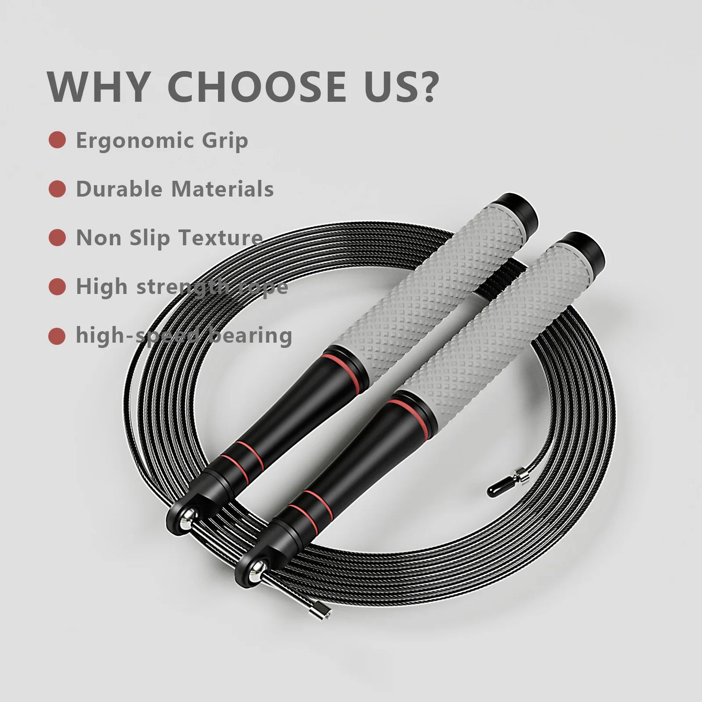 Corda de pular de alta velocidade, corda ajustável resistente, design leve, rotação suave com rolamento de esferas, adequada para treinamento de CrossFit.