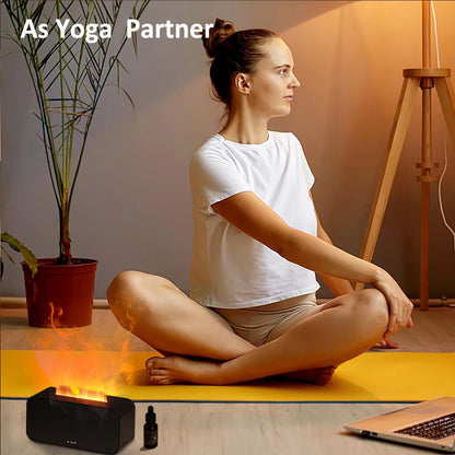 Umidificador de ar com difusor de óleos essenciais e aromas, mini umidificador doméstico com chama, difusor de fragrâncias para aromaterapia com luz noturna para ambientes.