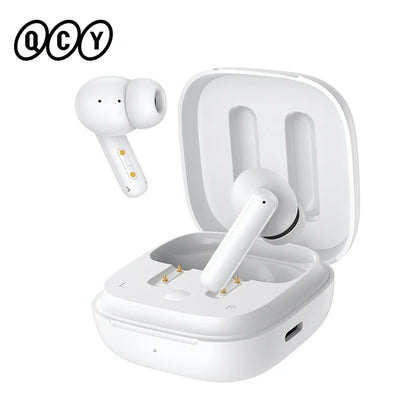 Fones de ouvido sem fio QCY T13 ANC Bluetooth 5.3 com cancelamento de ruído ativo, 4 microfones, fone de ouvido intra-auricular para jogos.