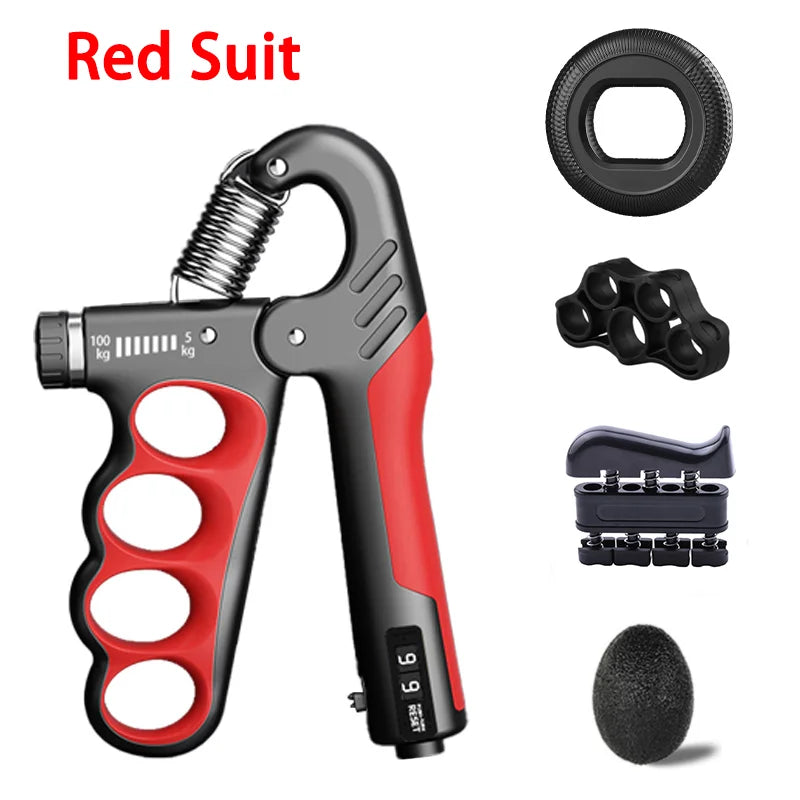 Expansor de pulso ajustável para fortalecimento de mãos, com capacidade de 5 a 60/100/150 kg, ideal para exercícios de fortalecimento muscular e recuperação da força das mãos.