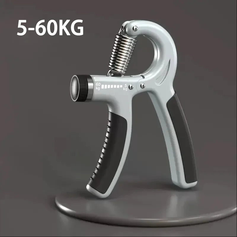 Expansor de pulso ajustável para fortalecimento de mãos, com capacidade de 5 a 60/100/150 kg, ideal para exercícios de fortalecimento muscular e recuperação da força das mãos.