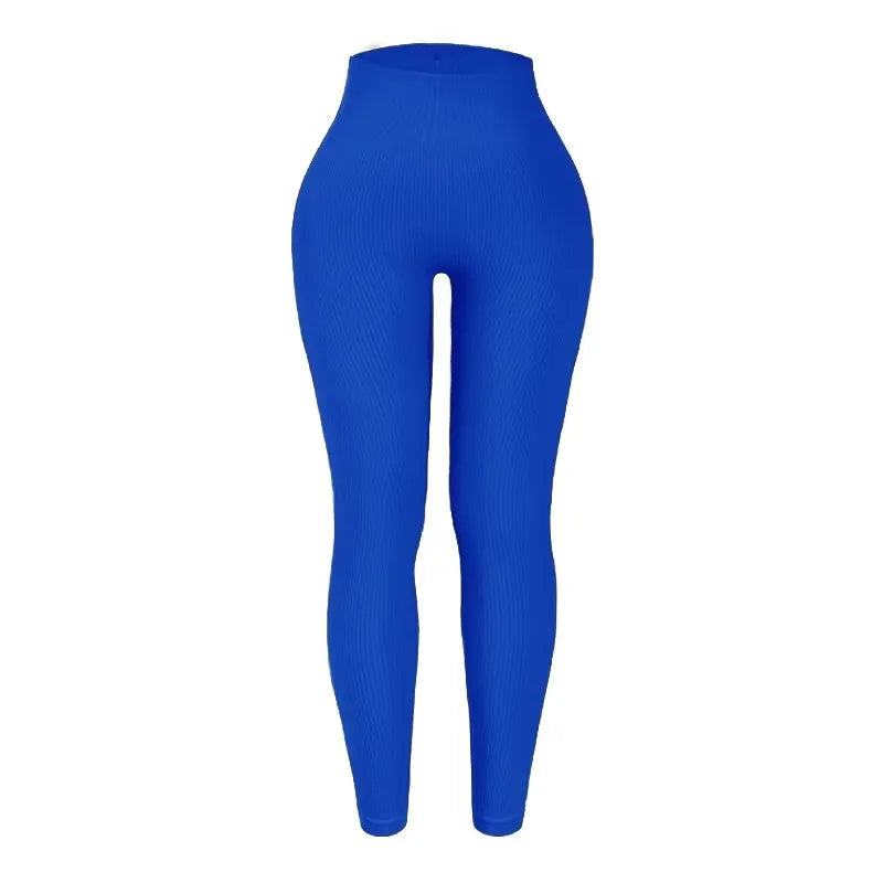 Calça legging feminina de ioga sem costura, em malha tricotada, cintura alta, para esportes, que modela o quadril, ideal para corrida, treino e afinamento da silhueta.