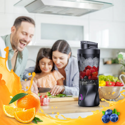 Liquidificador elétrico portátil para frutas frescas, 700ml, multifuncional, recarregável via USB, ideal para preparar smoothies e bebidas ao ar livre.