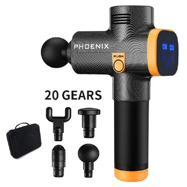 Pistola de Massagem Phoenix A2 para Relaxamento Muscular, Massageador de Tecido Profundo, Terapia Dinâmica, Vibrador, Modelagem Corporal, Alívio da Dor, Massageador para Costas e Pés