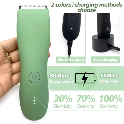 Aparador de pelos corporais masculino, aparador de pelos pubianos, lâmina de cerâmica substituível, barbeador elétrico à prova d'água.