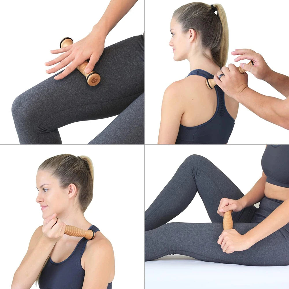 Massageador de madeira para corpo, costas e pés, ideal para aliviar a fascite plantar, promover alívio do estresse e relaxamento.