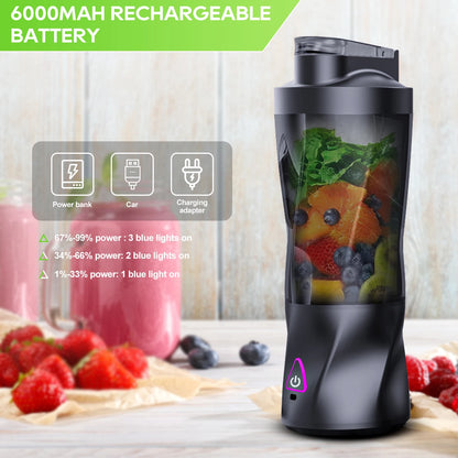 Liquidificador elétrico portátil para frutas frescas, 700ml, multifuncional, recarregável via USB, ideal para preparar smoothies e bebidas ao ar livre.