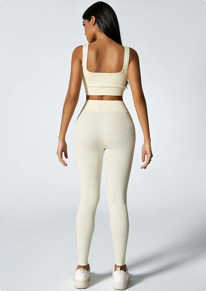 Calça legging feminina de ioga sem costura, em malha tricotada, cintura alta, para esportes, que modela o quadril, ideal para corrida, treino e afinamento da silhueta.