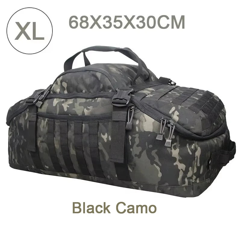 Mochilas de camping LQARMY 60L e 80L, mochila tática com sistema MOLLE para caminhadas, viagens, escaladas, esportes e academia.