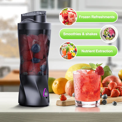 Liquidificador elétrico portátil para frutas frescas, 700ml, multifuncional, recarregável via USB, ideal para preparar smoothies e bebidas ao ar livre.