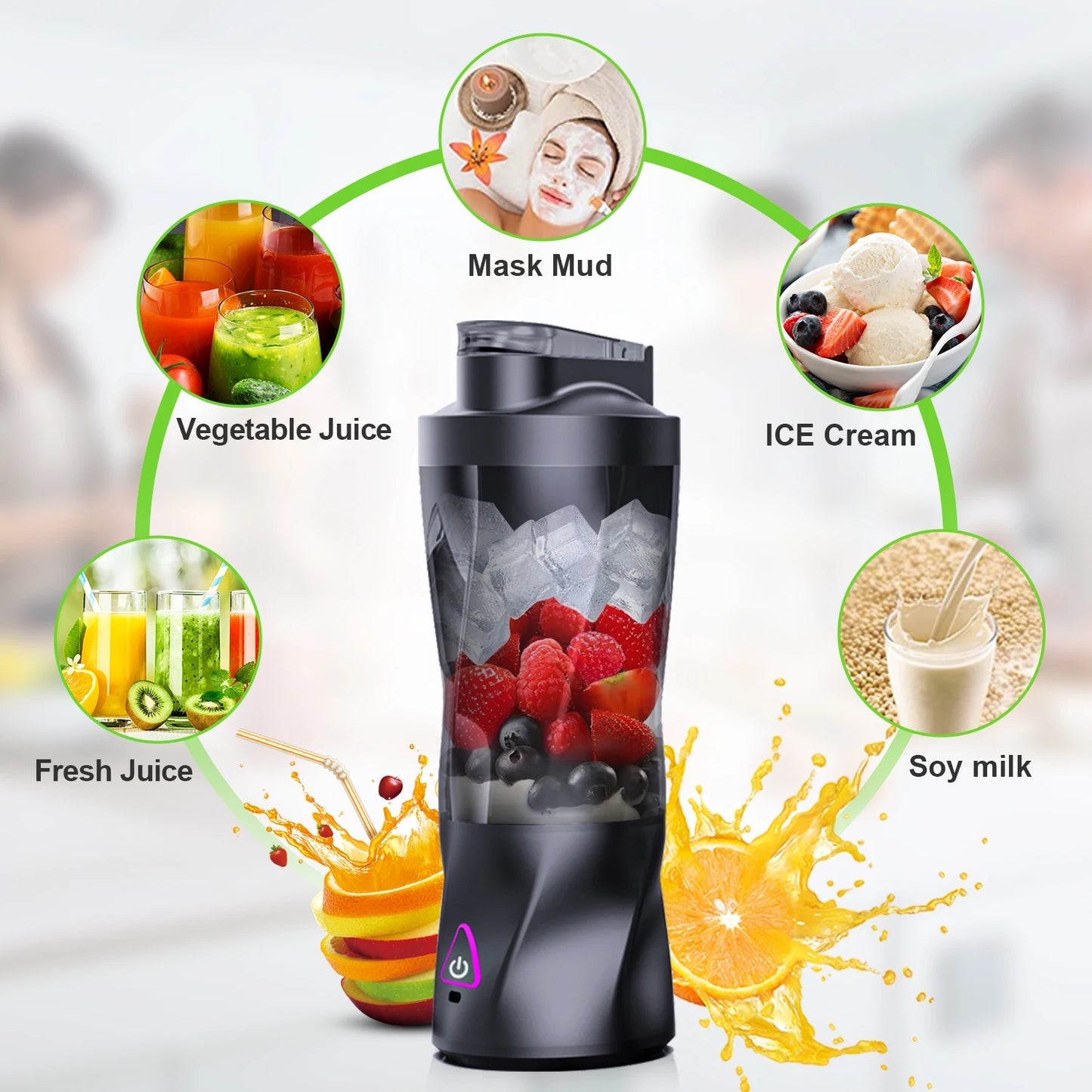 Liquidificador elétrico portátil para frutas frescas, 700ml, multifuncional, recarregável via USB, ideal para preparar smoothies e bebidas ao ar livre.