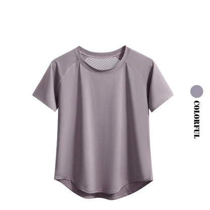 DRUR Yoga Tops Sportswear Camiseta Feminina para Academia Respirável de Secagem Rápida Manga Curta para Treino, Corrida e Yoga