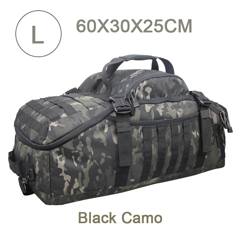 Mochilas de camping LQARMY 60L e 80L, mochila tática com sistema MOLLE para caminhadas, viagens, escaladas, esportes e academia.