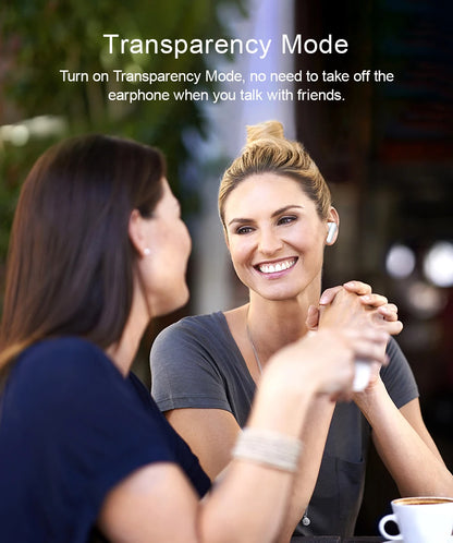 Fones de ouvido sem fio QCY T13 ANC Bluetooth 5.3 com cancelamento de ruído ativo, 4 microfones, fone de ouvido intra-auricular para jogos.