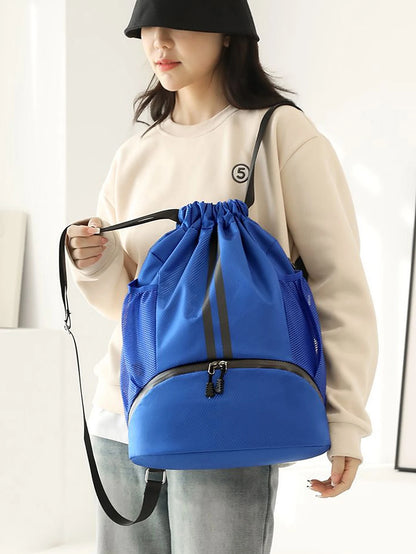 Mochila para basquete, mochila para natação, mochila feminina com divisórias para itens secos e molhados, mochila esportiva, mochila com cordão para treino e fitness.