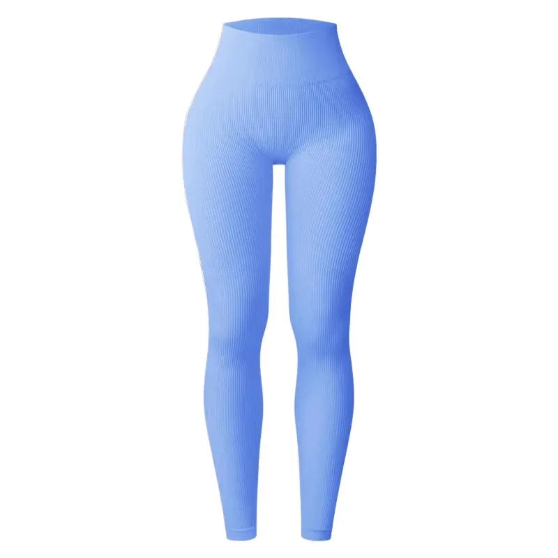 Calça legging feminina de ioga sem costura, em malha tricotada, cintura alta, para esportes, que modela o quadril, ideal para corrida, treino e afinamento da silhueta.