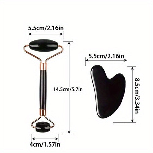 Conjunto de 3 peças para massagem facial | Inclui massageador de rolo, espátula de gelo, placa raspadora para o corpo e costas | Nova grade de gelo facial de silicone para uso com rolo, sem necessidade de eletricidade