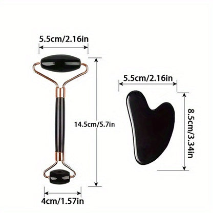 Conjunto de 3 peças para massagem facial | Inclui massageador de rolo, espátula de gelo, placa raspadora para o corpo e costas | Nova grade de gelo facial de silicone para uso com rolo, sem necessidade de eletricidade