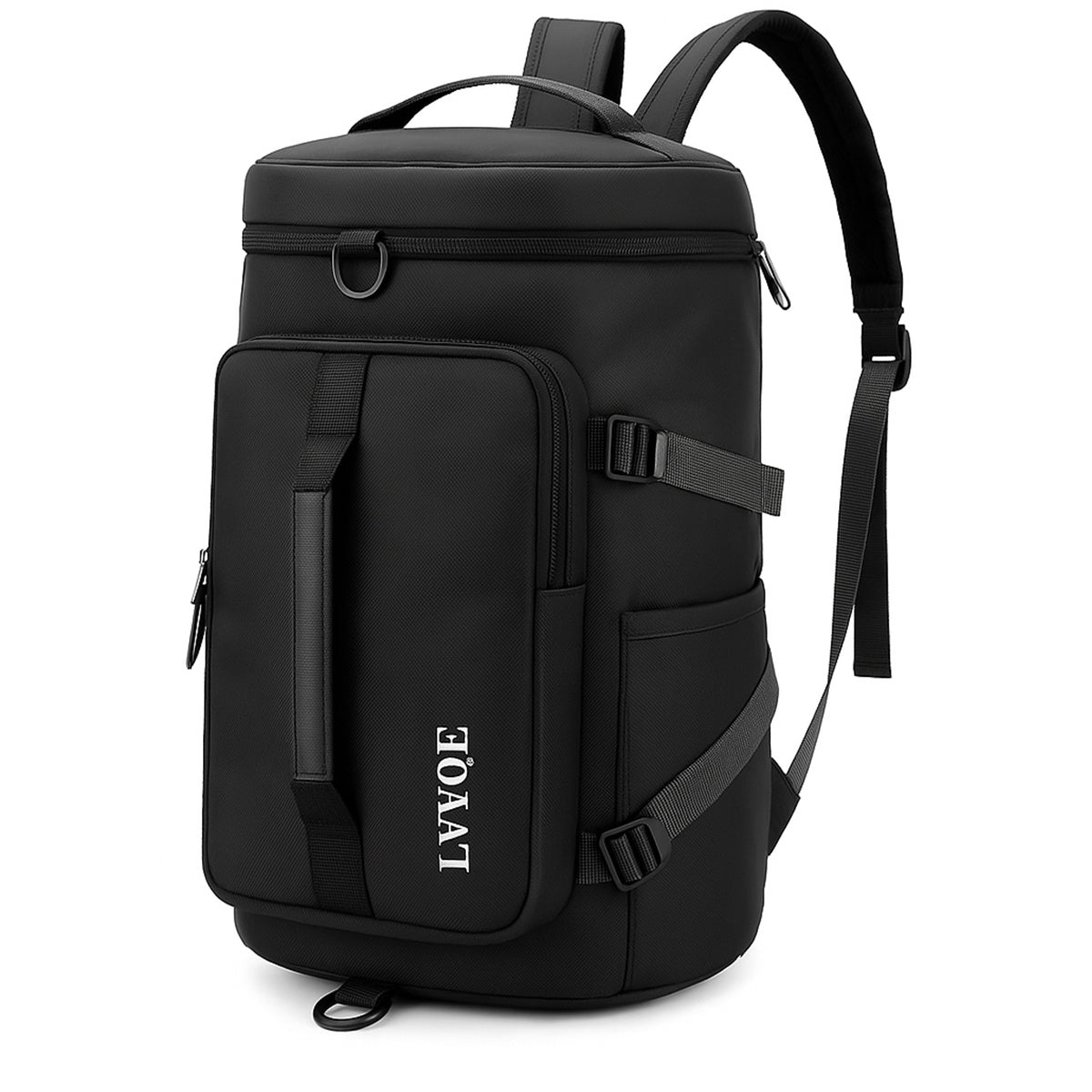 Mochila Travel Academy Sports com compartimento impermeável para sapatos, alça lateral e capacidade de 30 litros.