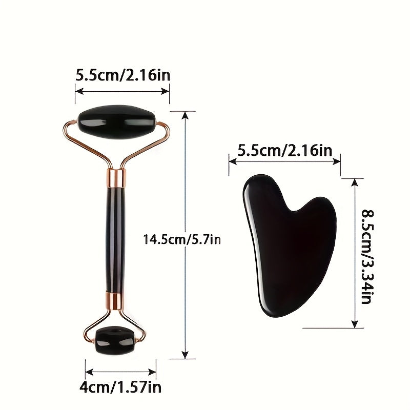 Conjunto de 3 peças para massagem facial | Inclui massageador de rolo, espátula de gelo, placa raspadora para o corpo e costas | Nova grade de gelo facial de silicone para uso com rolo, sem necessidade de eletricidade