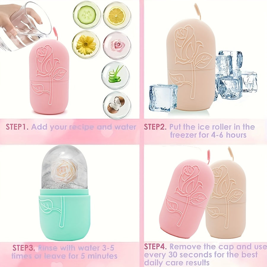 Conjunto de 3 peças para massagem facial | Inclui massageador de rolo, espátula de gelo, placa raspadora para o corpo e costas | Nova grade de gelo facial de silicone para uso com rolo, sem necessidade de eletricidade